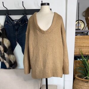 Free People Tan scoop Neck Sweater oversized